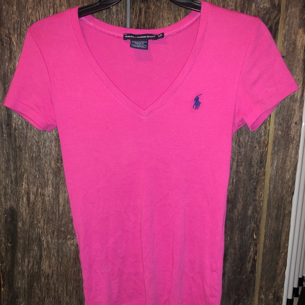 Pink Ralph Lauren v-neck shirt
